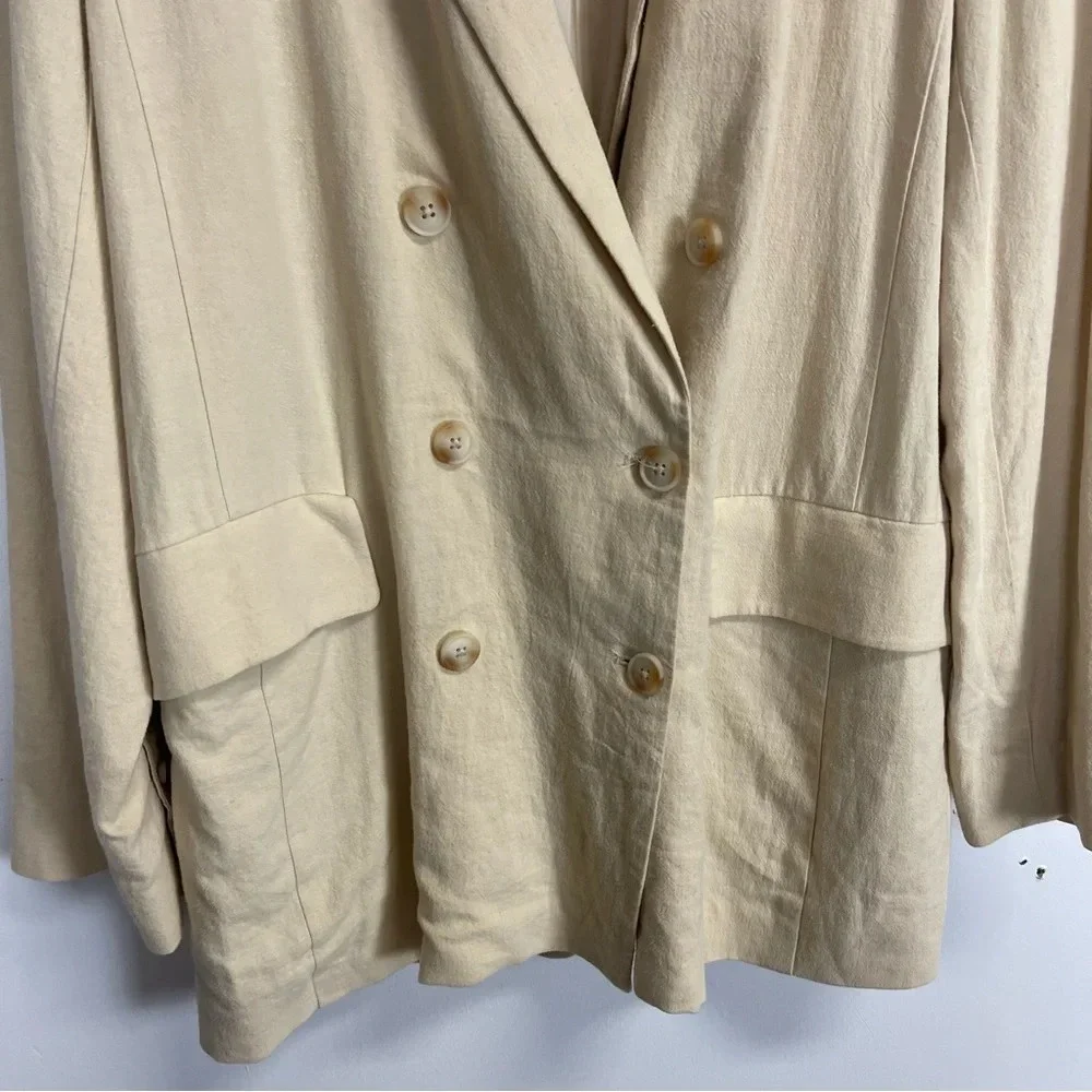 Free People Blazer Womens Size Medium Jacket Linen Olivia Button Up Sand Beige